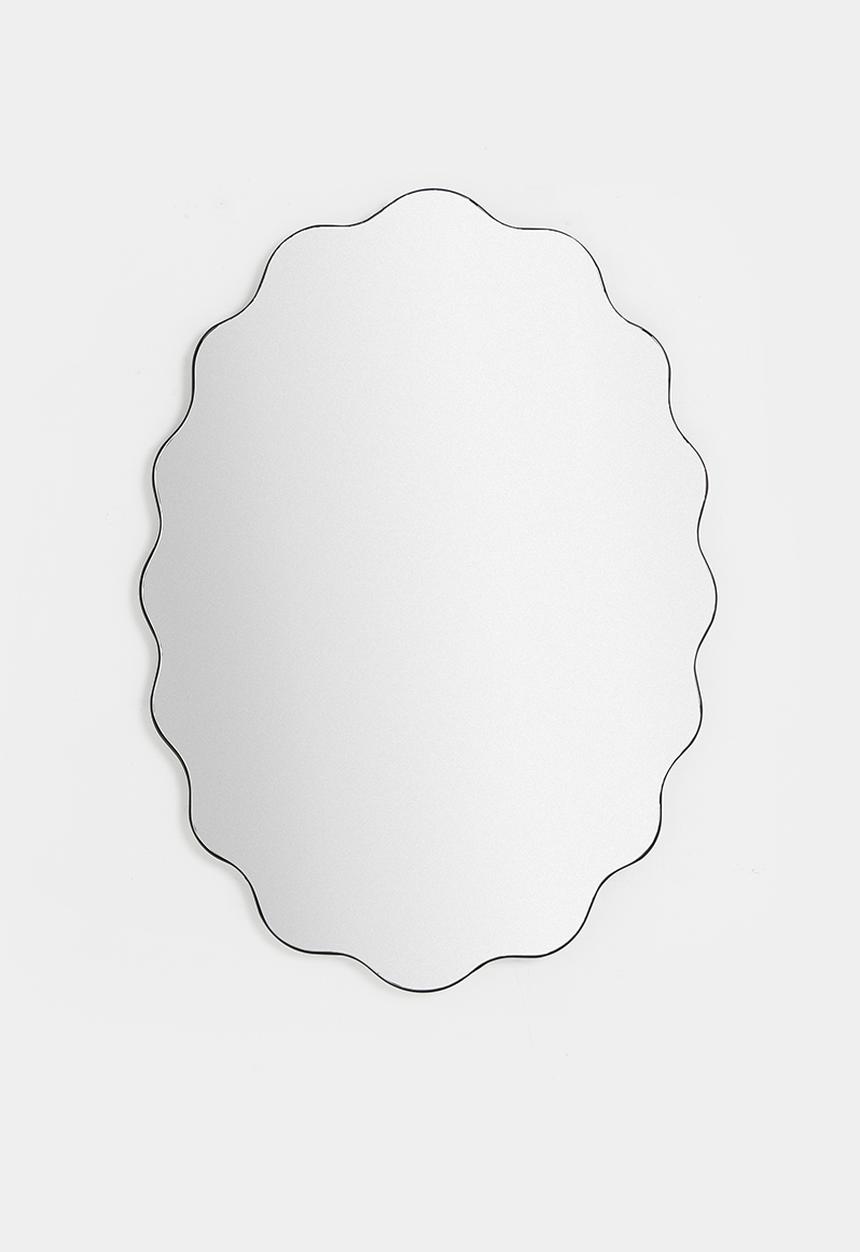 Sixth Floor - Scalloped Oval Mirror - Black 