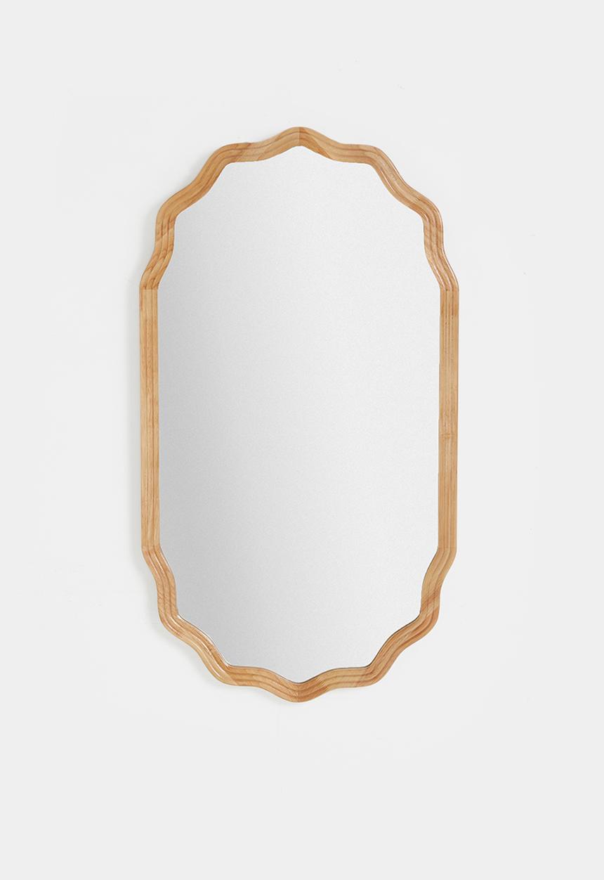 Sixth Floor - Swirl Wooden oval Mirror - Natural