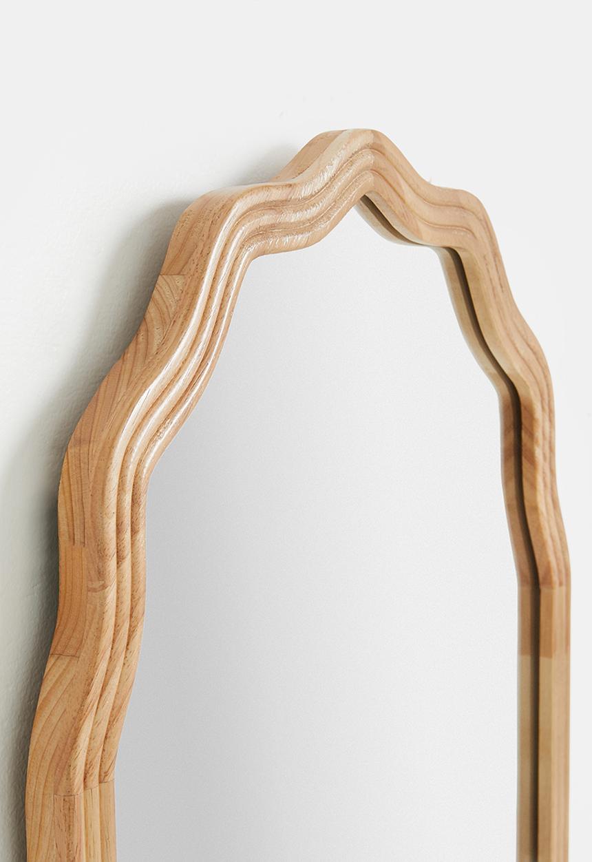 Sixth Floor - Swirl Wooden oval Mirror - Natural
