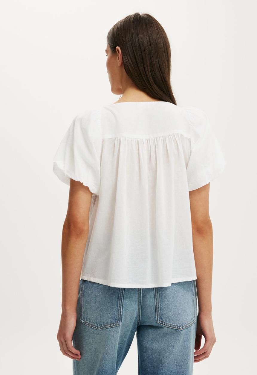 Cotton On - The Daydream Babydoll Top - White
