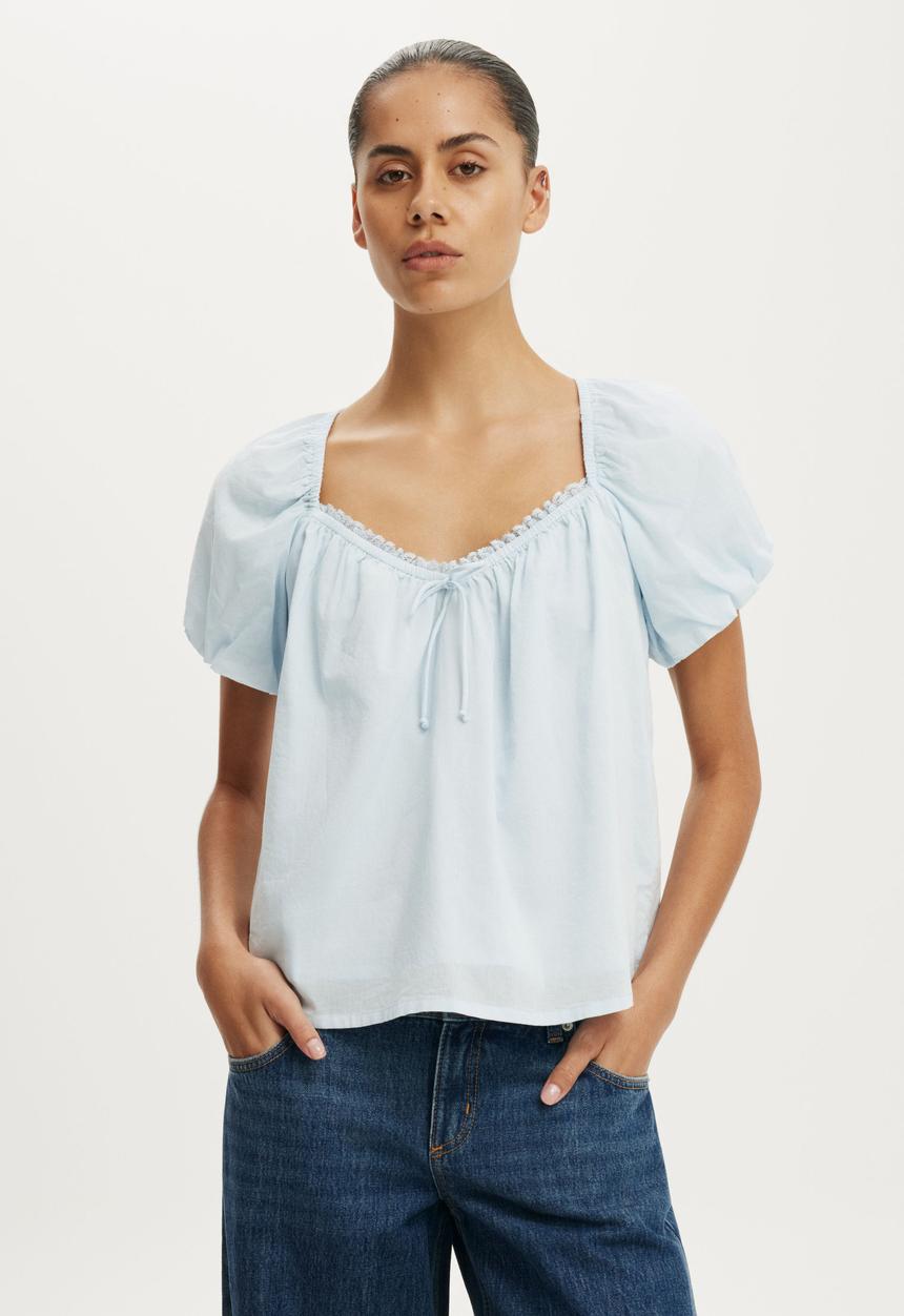 Cotton On - The Daydream Babydoll Top - Seaside Blue