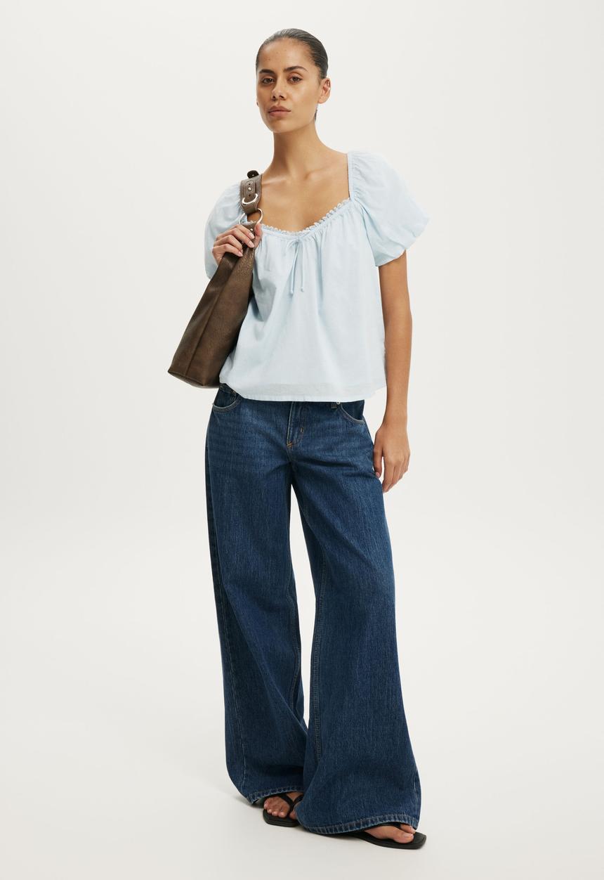 Cotton On - The Daydream Babydoll Top - Seaside Blue