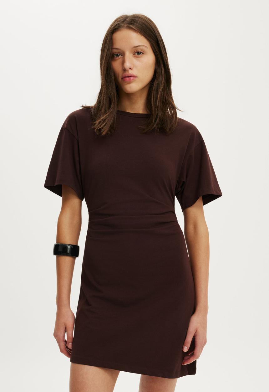 Cotton On - Boxy Tuck T-Shirt Mini Dress - Dark Oak