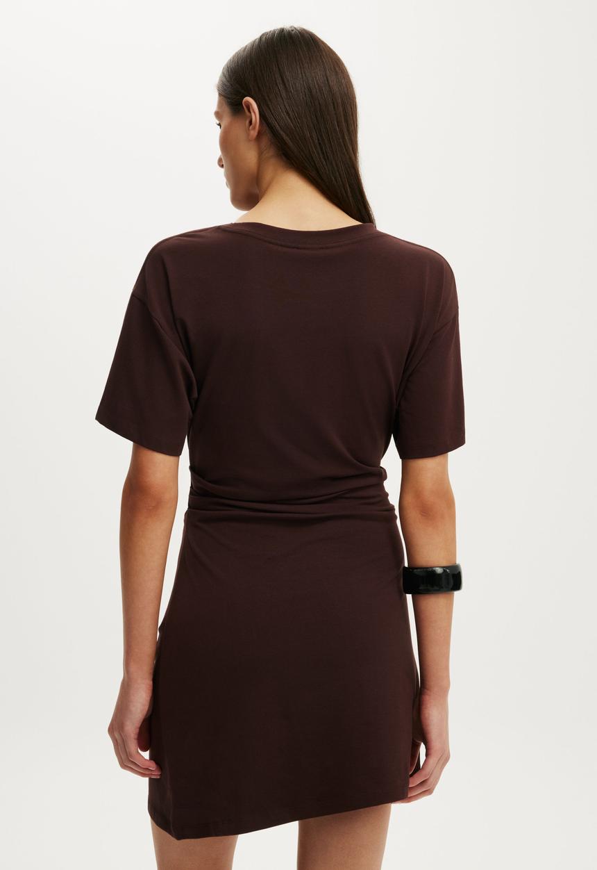 Cotton On - Boxy Tuck T-Shirt Mini Dress - Dark Oak