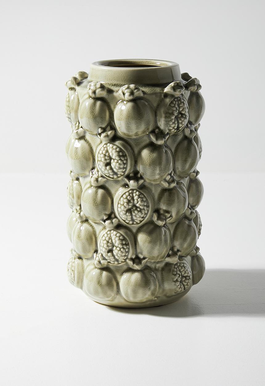 H&S - Pomegranate embossed vase - Green