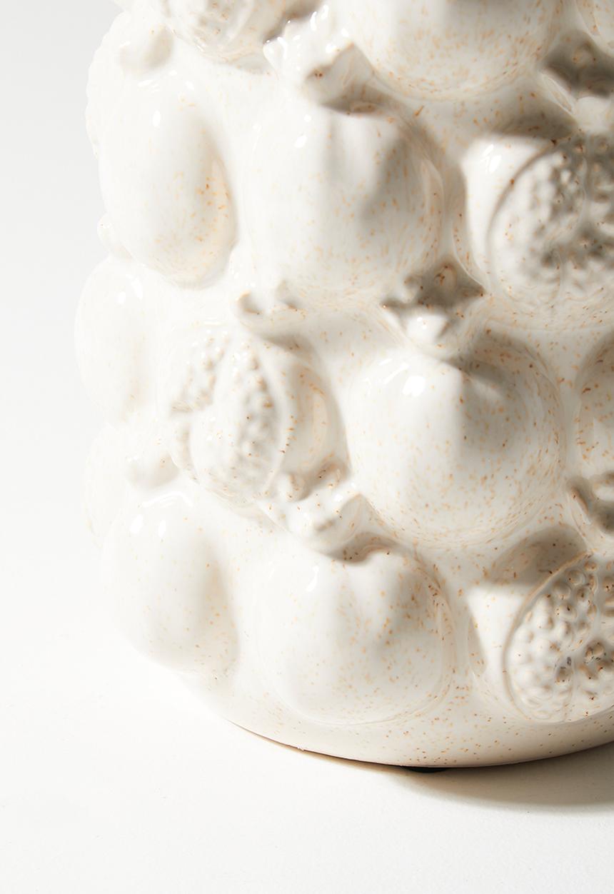 H&S - Pomegranate embossed vase - Ecru