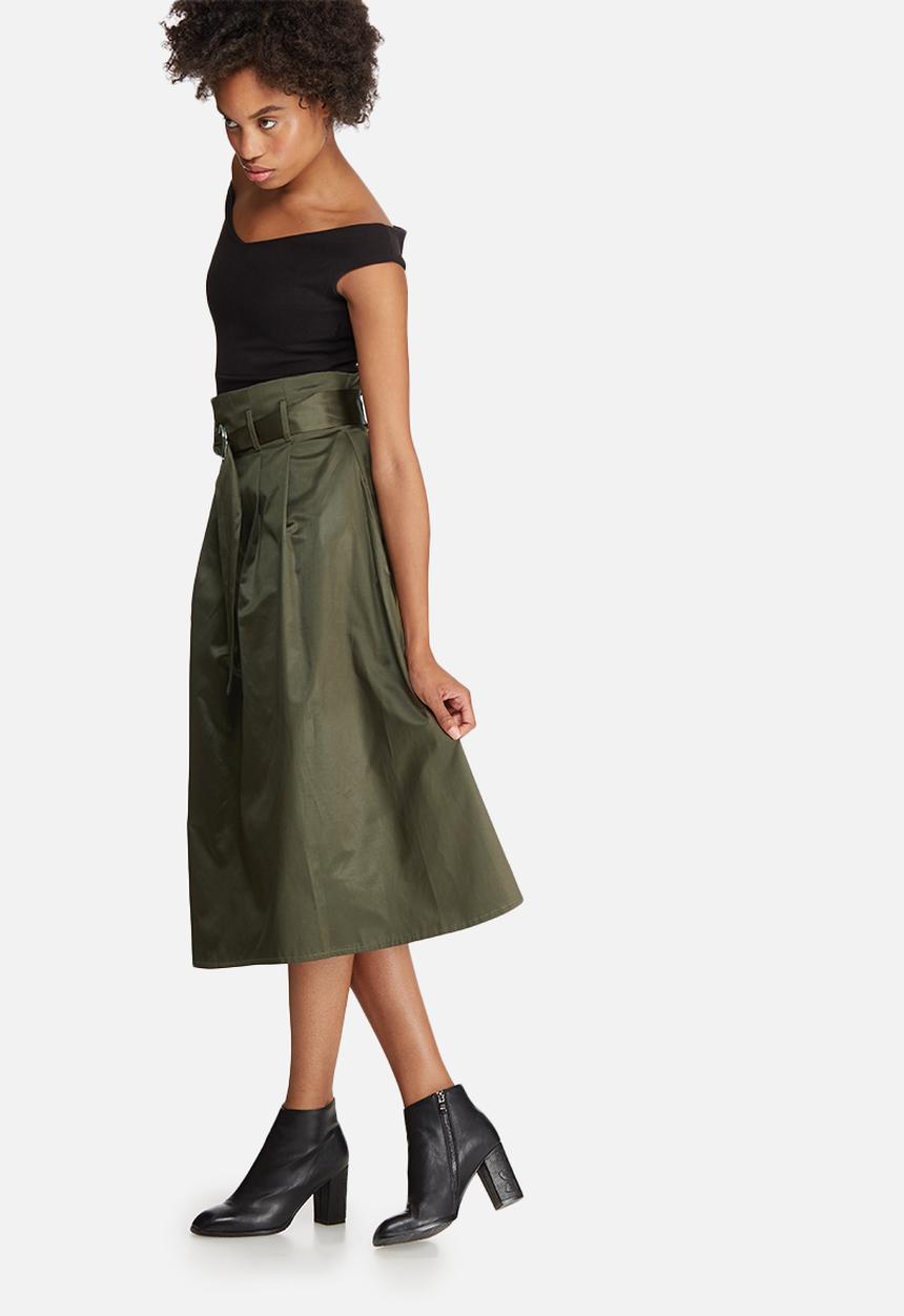 dailyfriday - Belted high waisted midi skirt