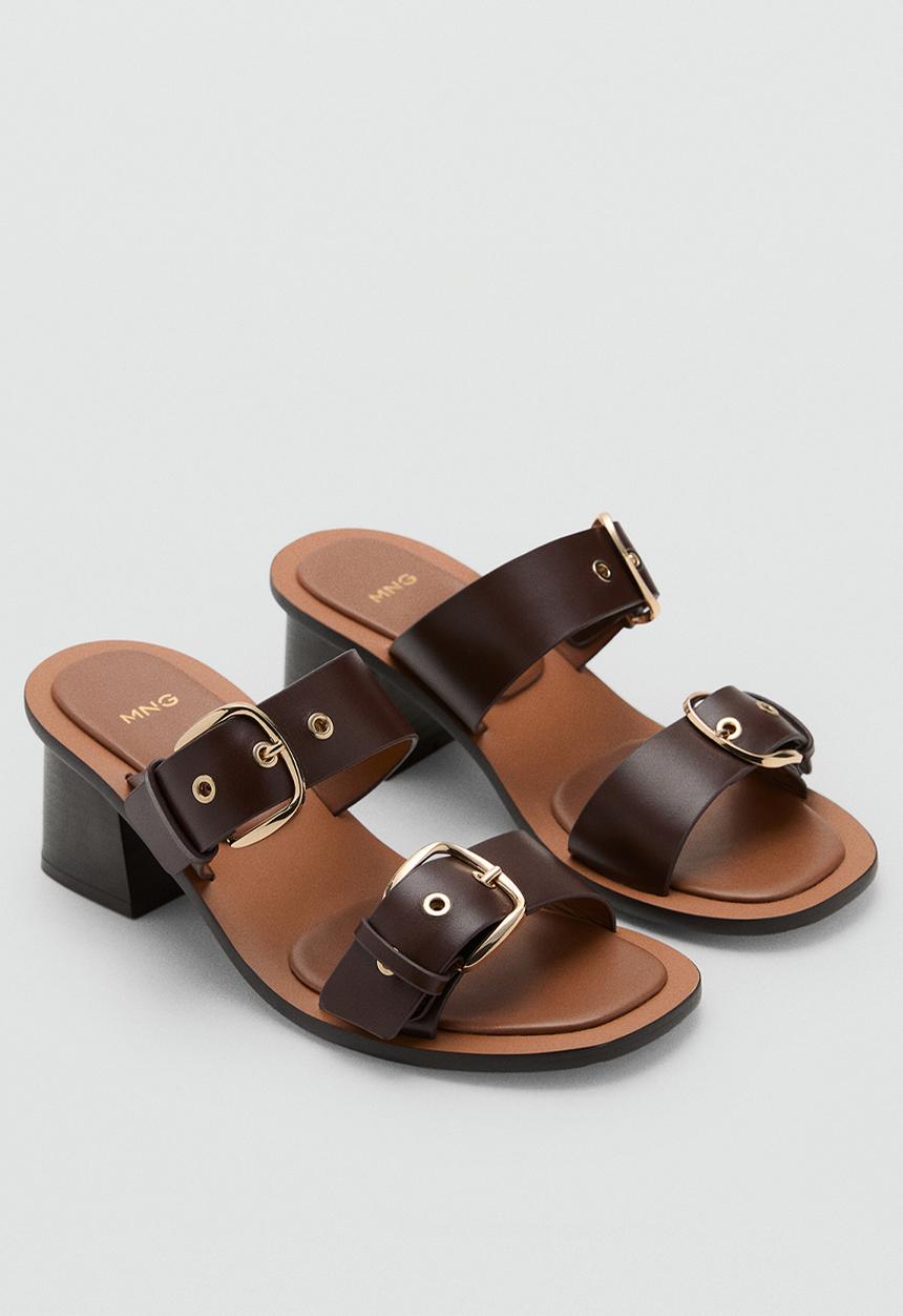 MANGO - Amy open toe mule - brown