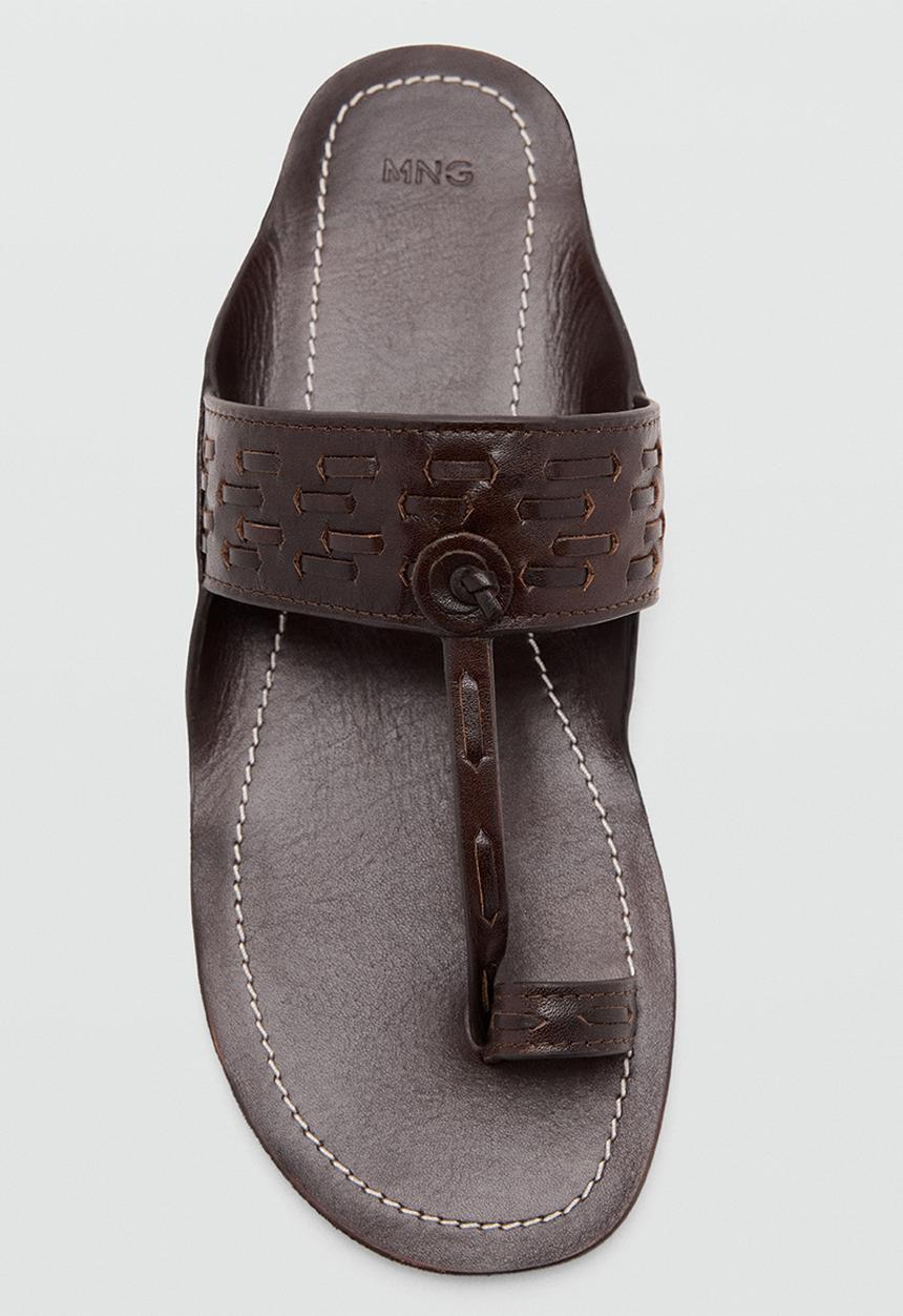 MANGO - India toe post slide - dark brown