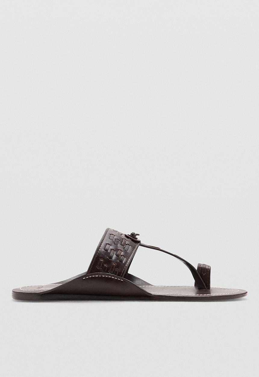 MANGO - India toe post slide - dark brown