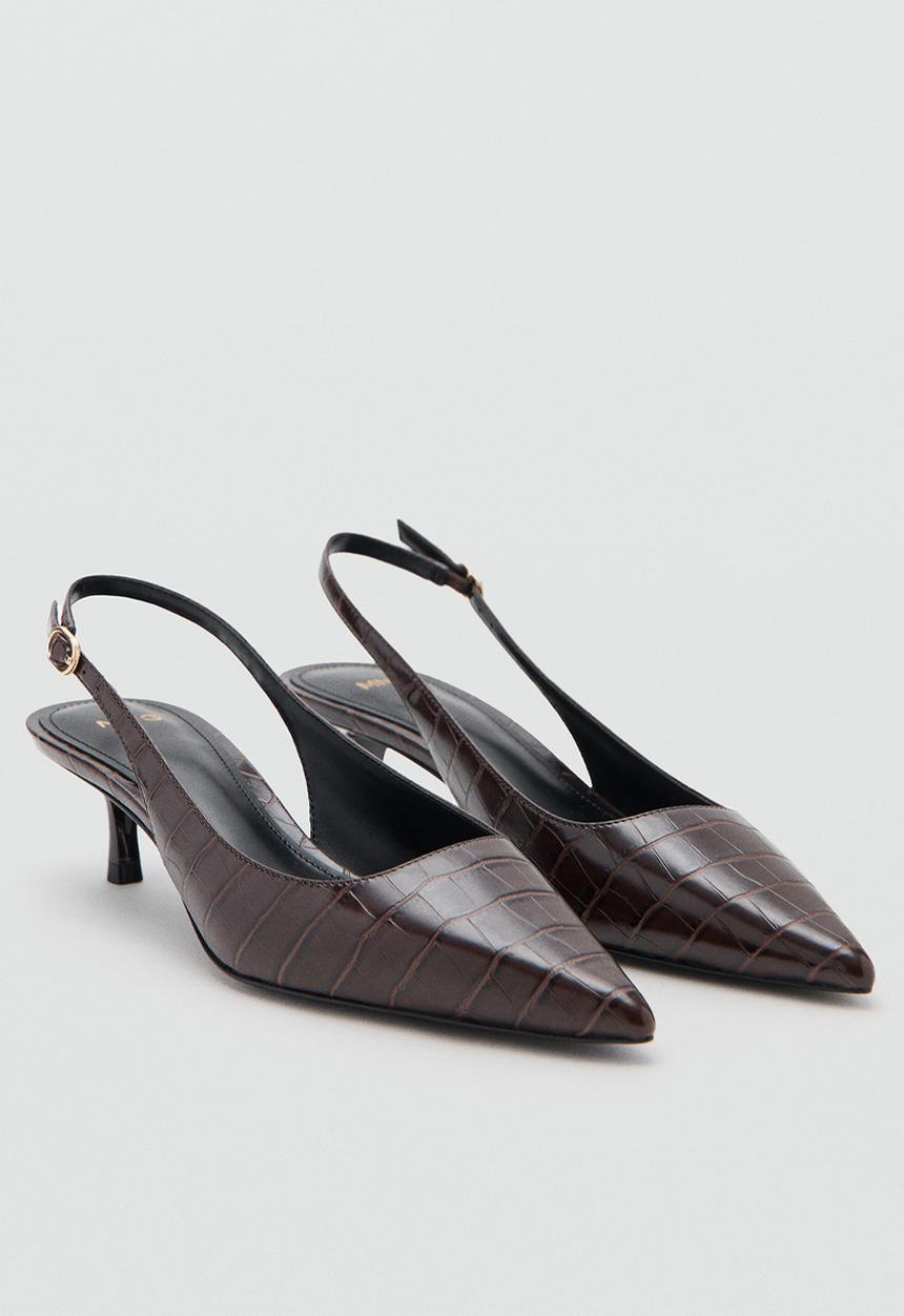 MANGO - Monaco slingback kitten heel - dark red