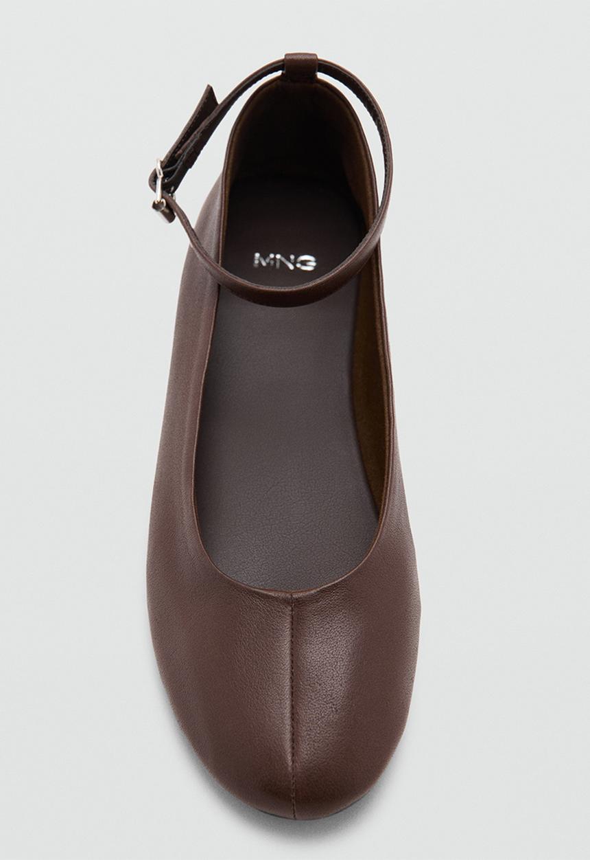MANGO - Chiwi leather mary-jane pump - dark brown
