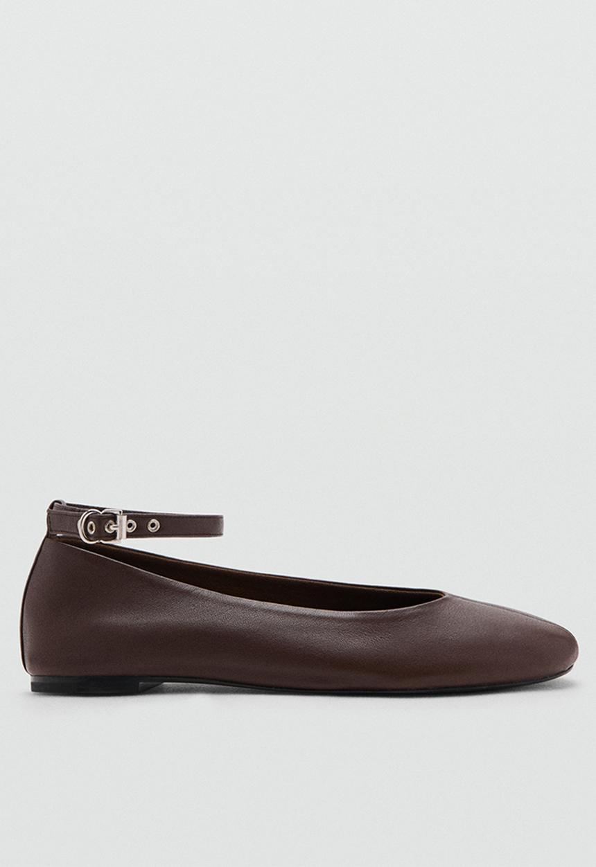 MANGO - Chiwi leather mary-jane pump - dark brown