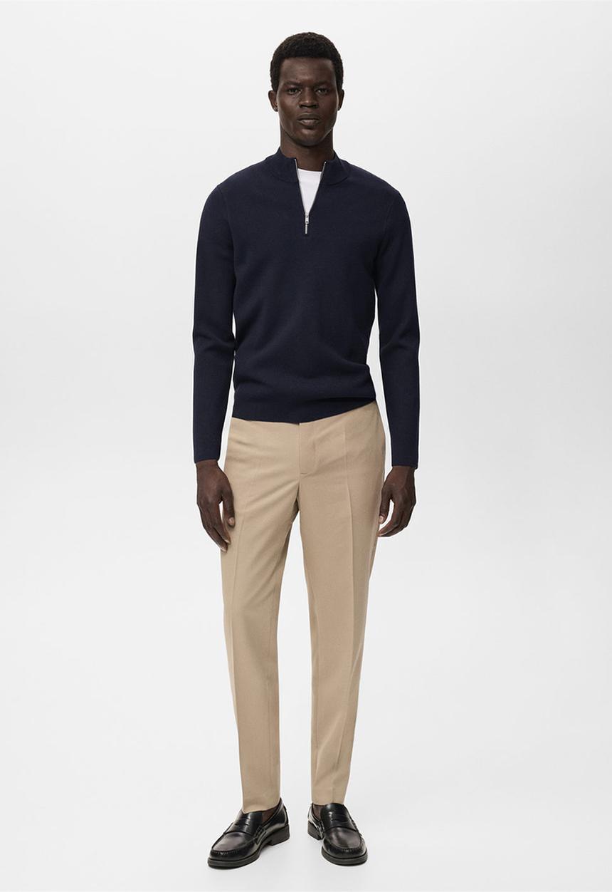 MANGO - Knitted sweater with perkins neck - navy