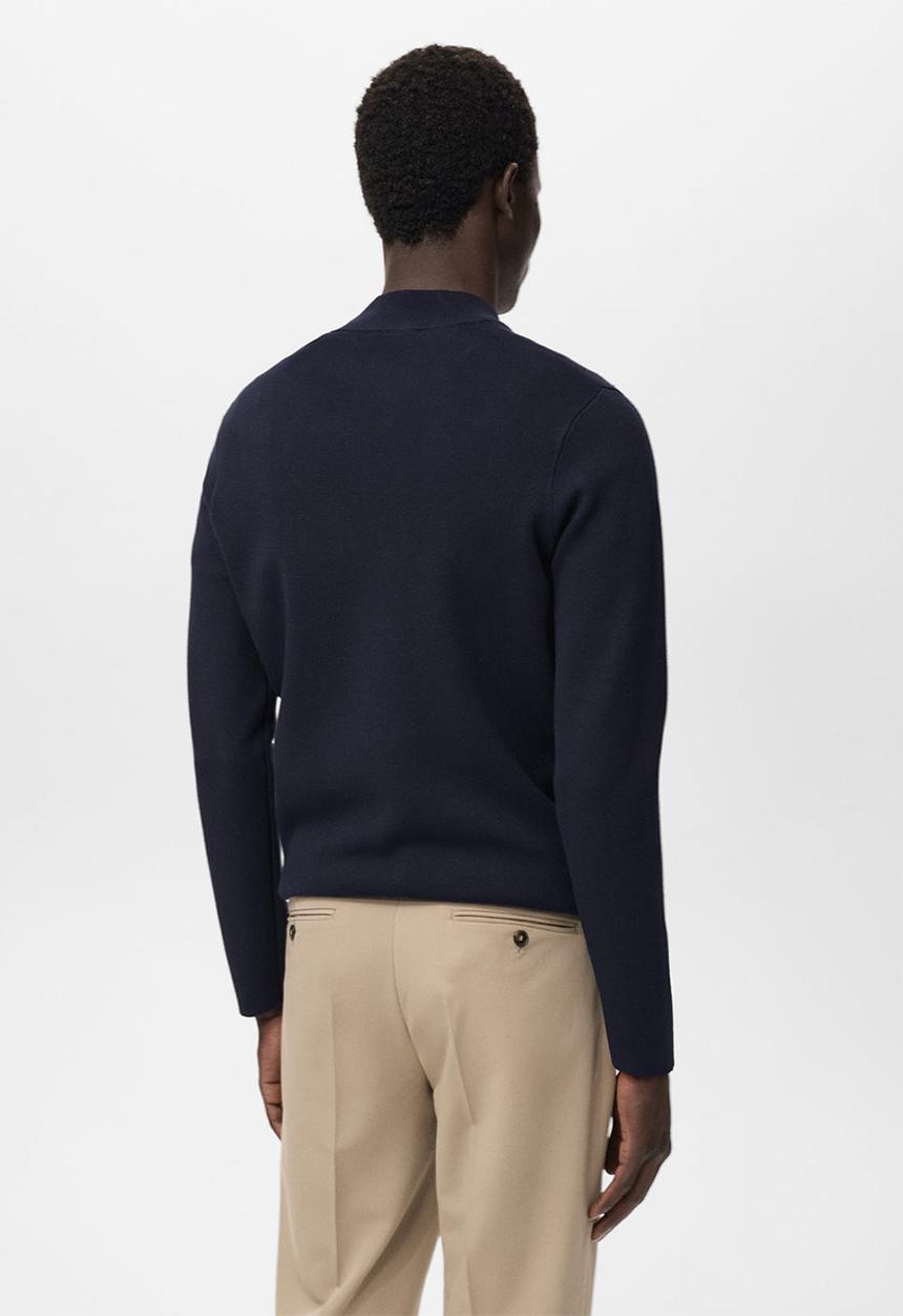 MANGO - Knitted sweater with perkins neck - navy
