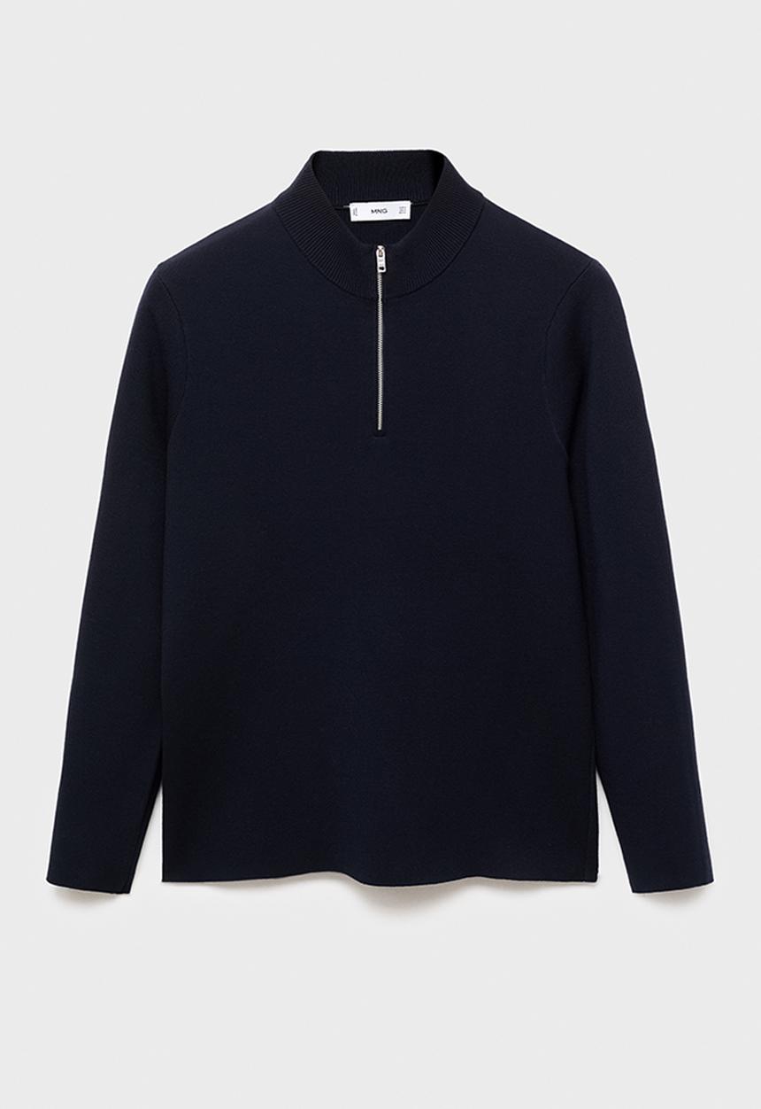 MANGO - Knitted sweater with perkins neck - navy