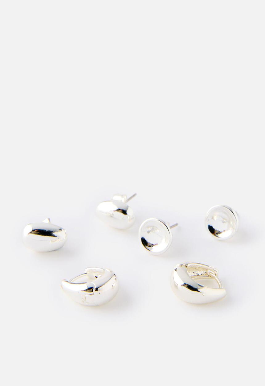 Rubi - 3 Pack Mid Earring -Up Silver Bubble
