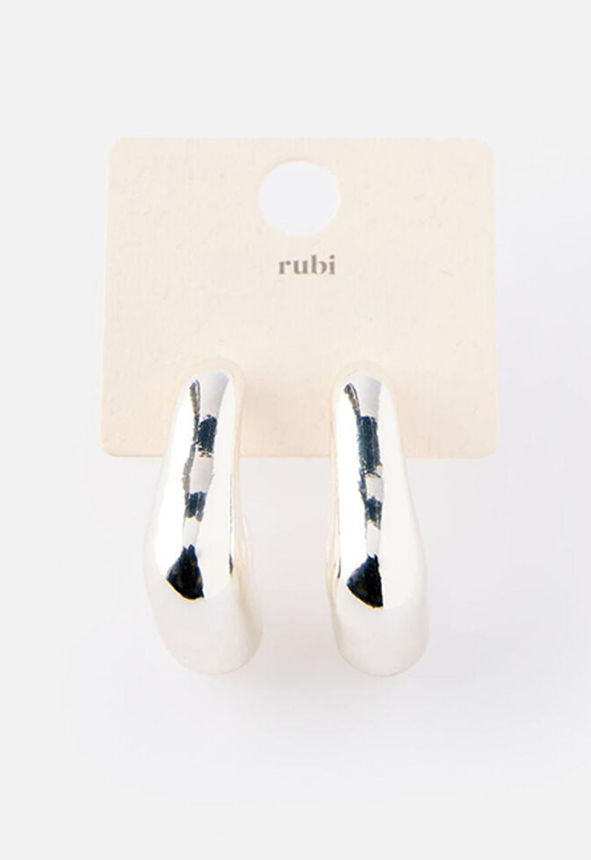 Rubi - Mid Hoop Earring - Up Silver Chunky Irregular Hoop
