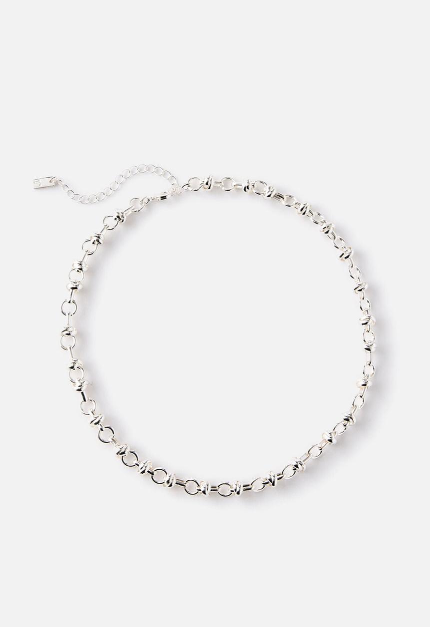 Rubi - Mid Chain Necklace -Up Silver Chunky Ball Chain