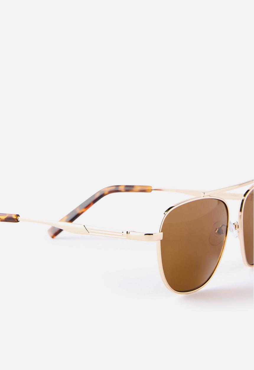 Rubi - Astrid Metal Aviator Sunglasses -Gold/Brown