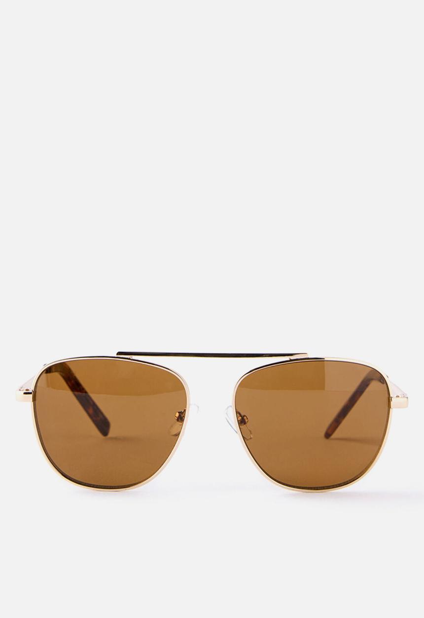 Rubi - Astrid Metal Aviator Sunglasses -Gold/Brown