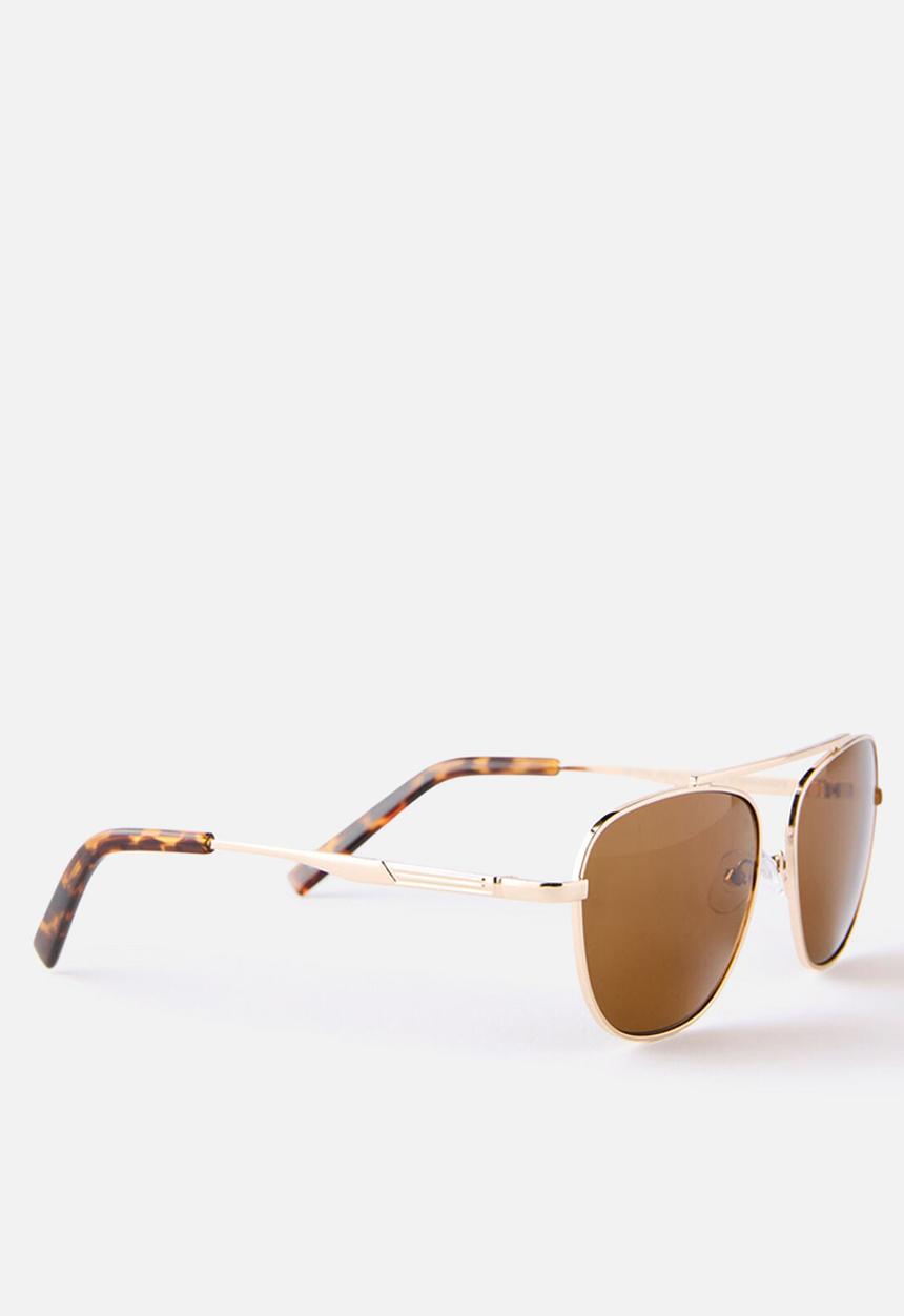 Rubi - Astrid Metal Aviator Sunglasses -Gold/Brown