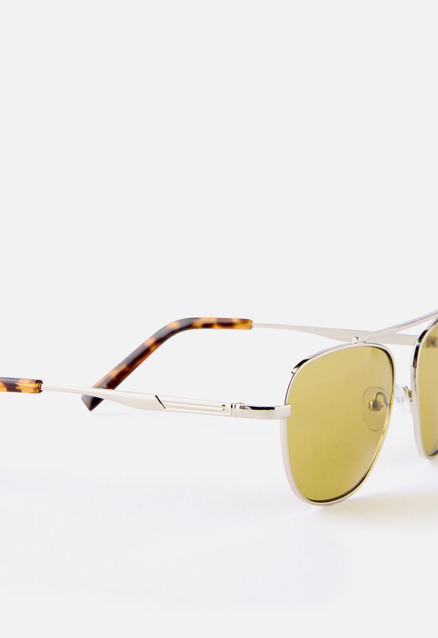 Rubi - Astrid Metal Aviator Sunglasses -Silver/Green