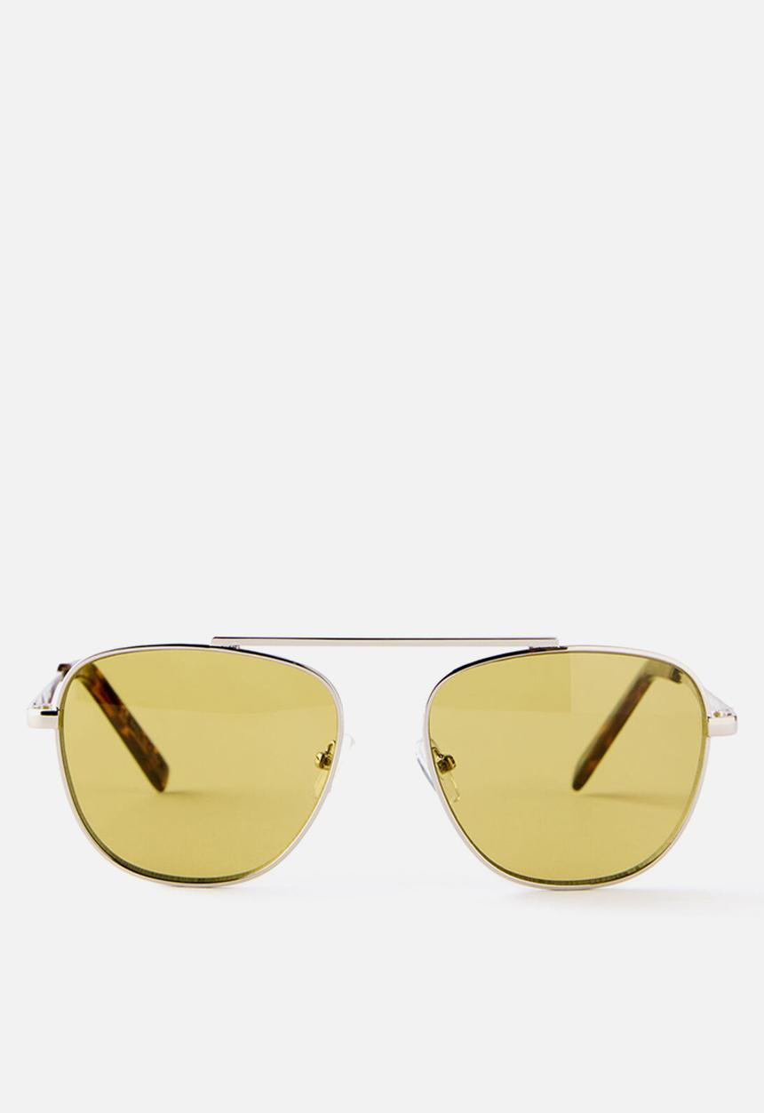 Rubi - Astrid Metal Aviator Sunglasses -Silver/Green