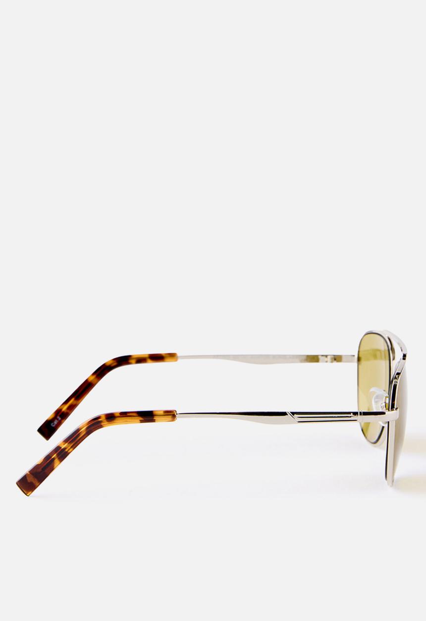 Rubi - Astrid Metal Aviator Sunglasses -Silver/Green