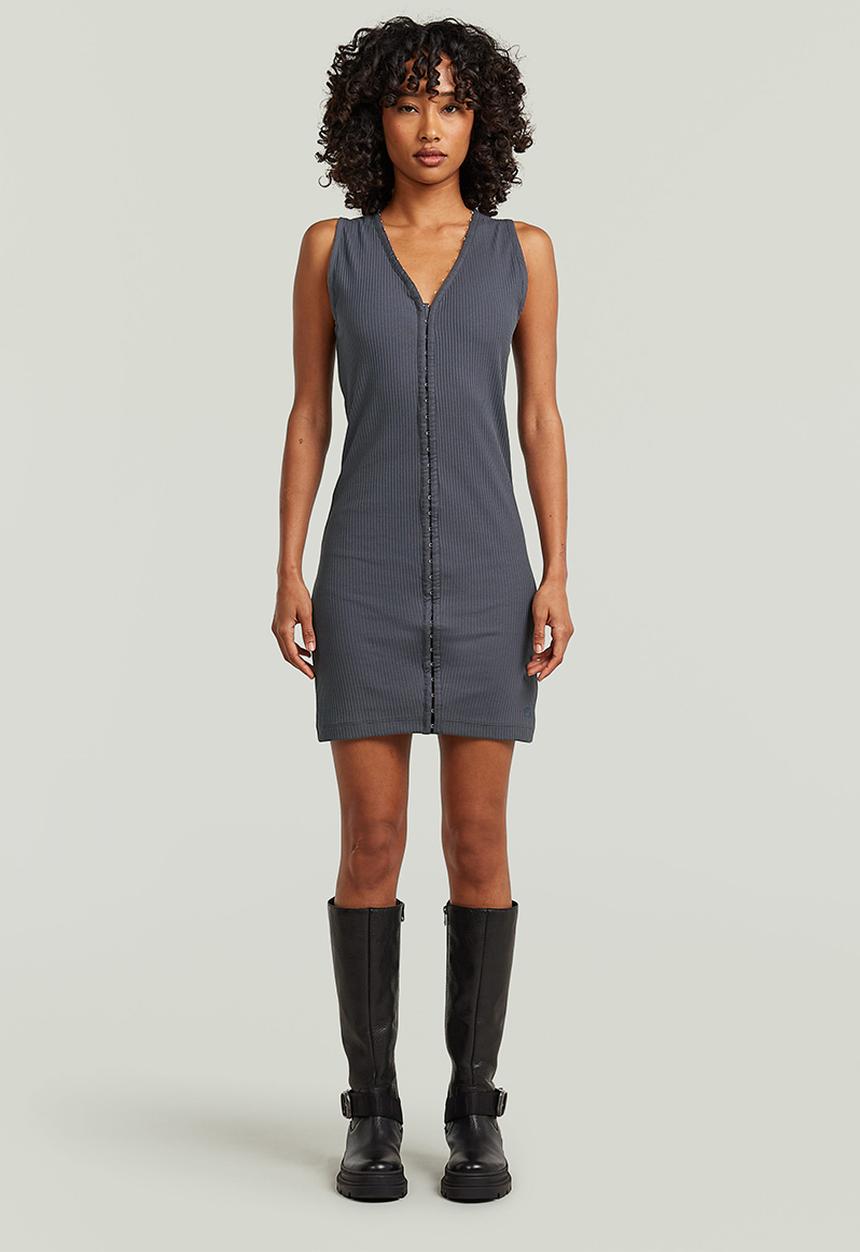 G-STAR - Hook & eye slim rib r t dress wmn - petrol