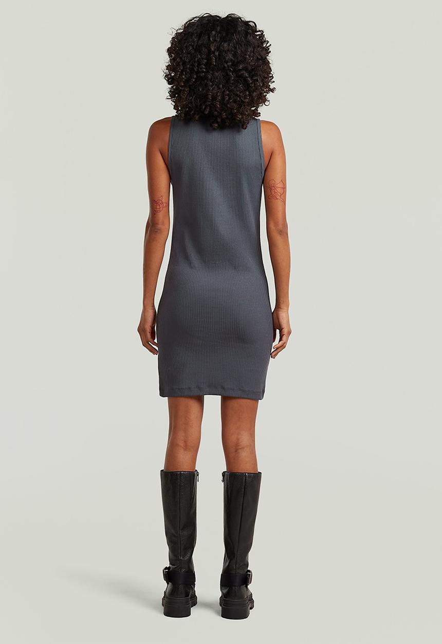 G-STAR - Hook & eye slim rib r t dress wmn - petrol