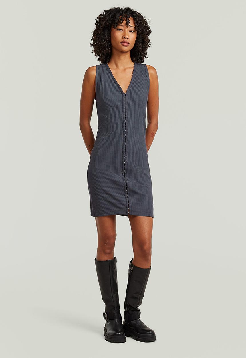 G-STAR - Hook & eye slim rib r t dress wmn - petrol