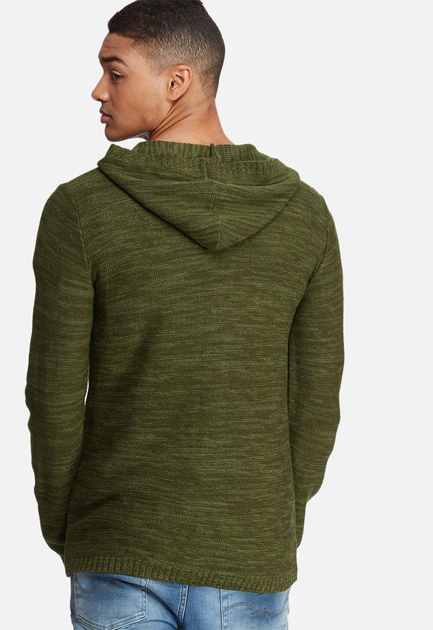 basicthread - Long zip through knit hoodie