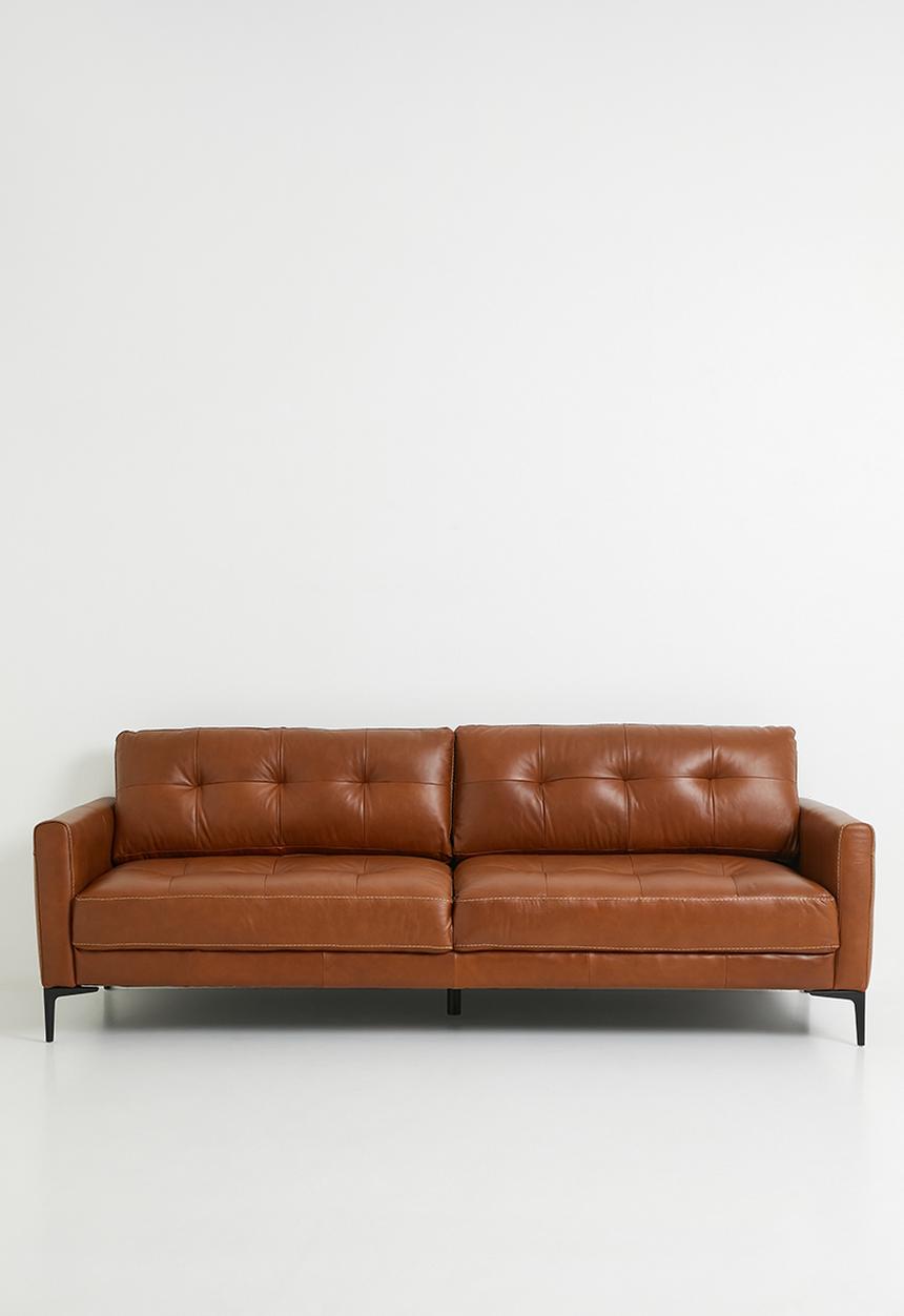 Sixth Floor - Vera Genuine Leather 3 Seater Sofa - Tan