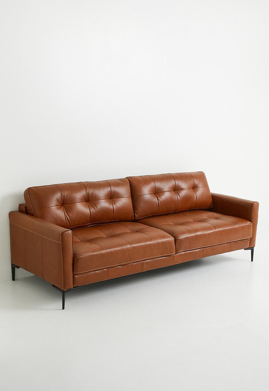 Sixth Floor - Vera Genuine Leather 3 Seater Sofa - Tan