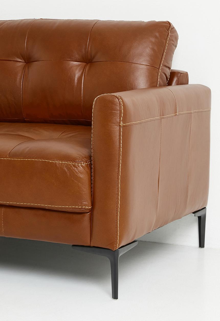 Sixth Floor - Vera Genuine Leather 3 Seater Sofa - Tan