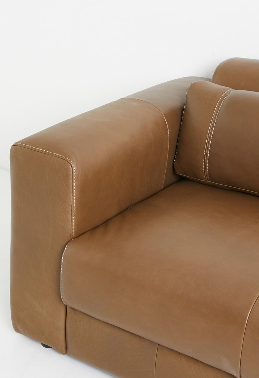 Sixth Floor - Madelaine Genuine Leather 3 Seater Sofa - Biscuit