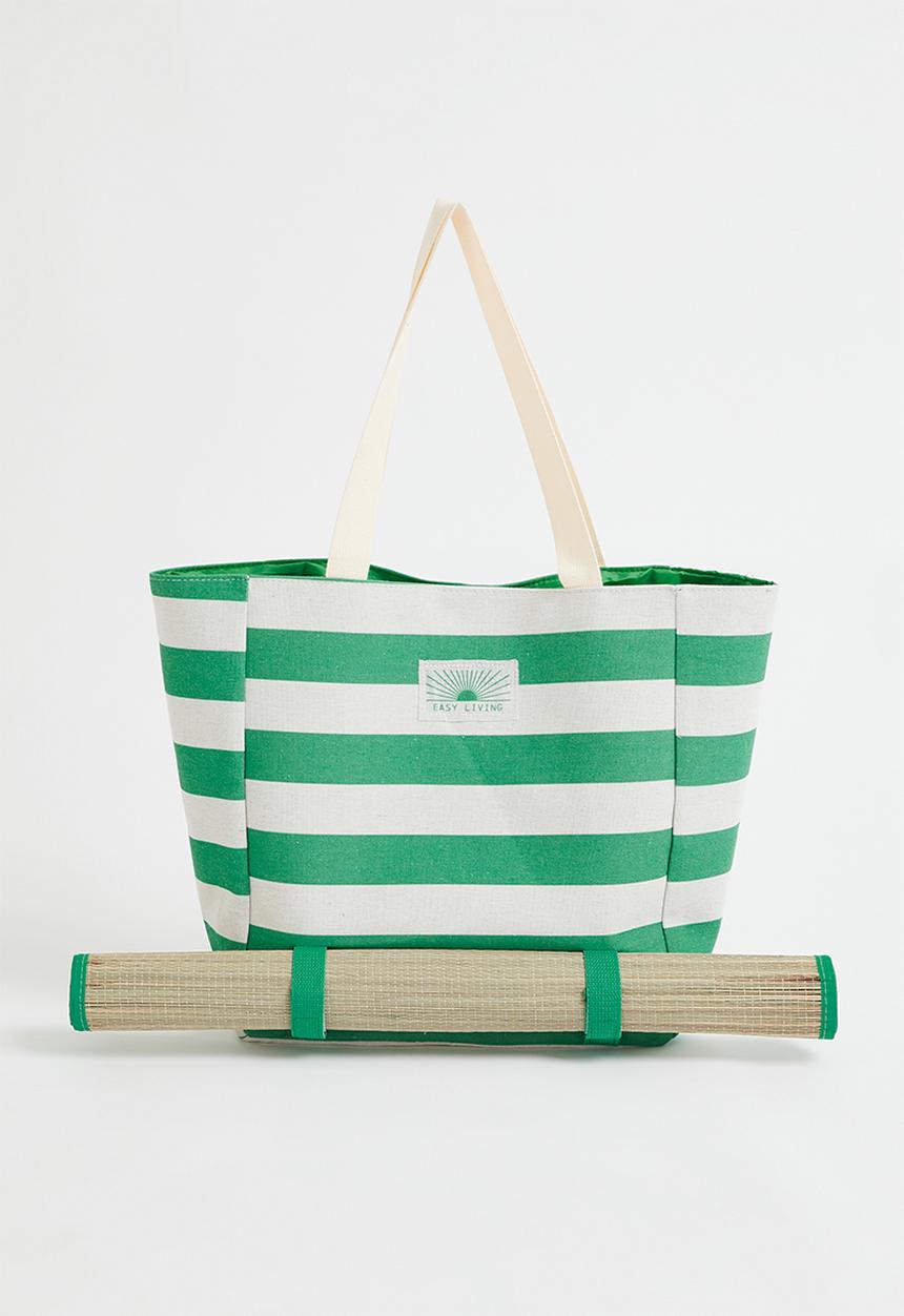 H&S - Stripe beach bag - Green