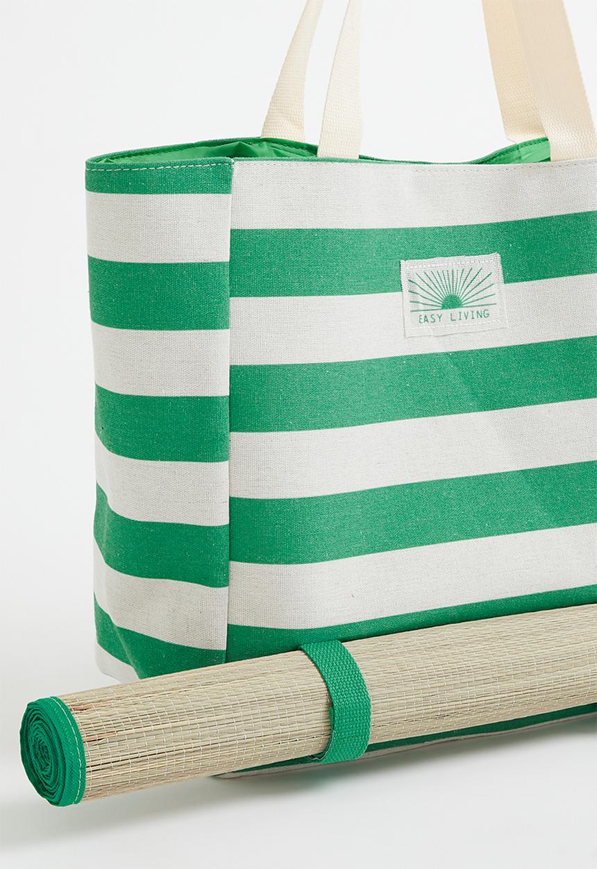 H&S - Stripe beach bag - Green