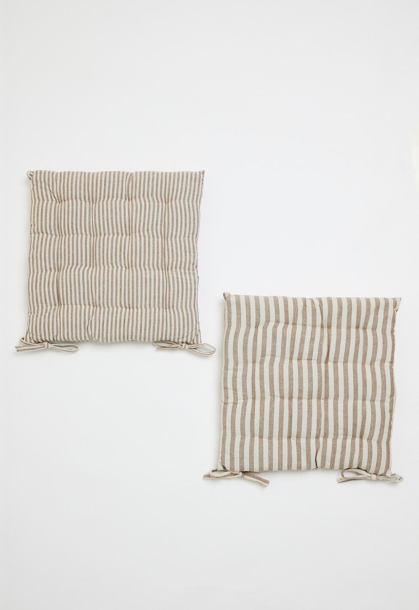 H&S - Outdoor Stripe chairpad set of 2 - Brown