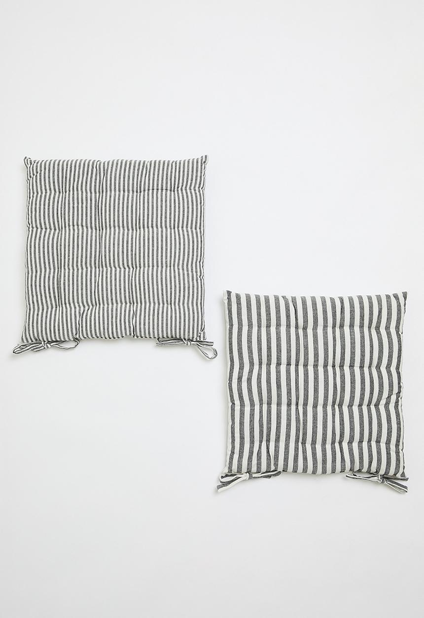 H&S - Outdoor Stripe chairpad set of 2 - Black