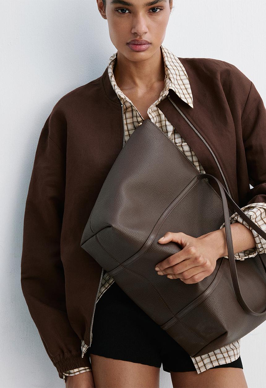 MANGO - Josefa Tote Bag - Dark Brown