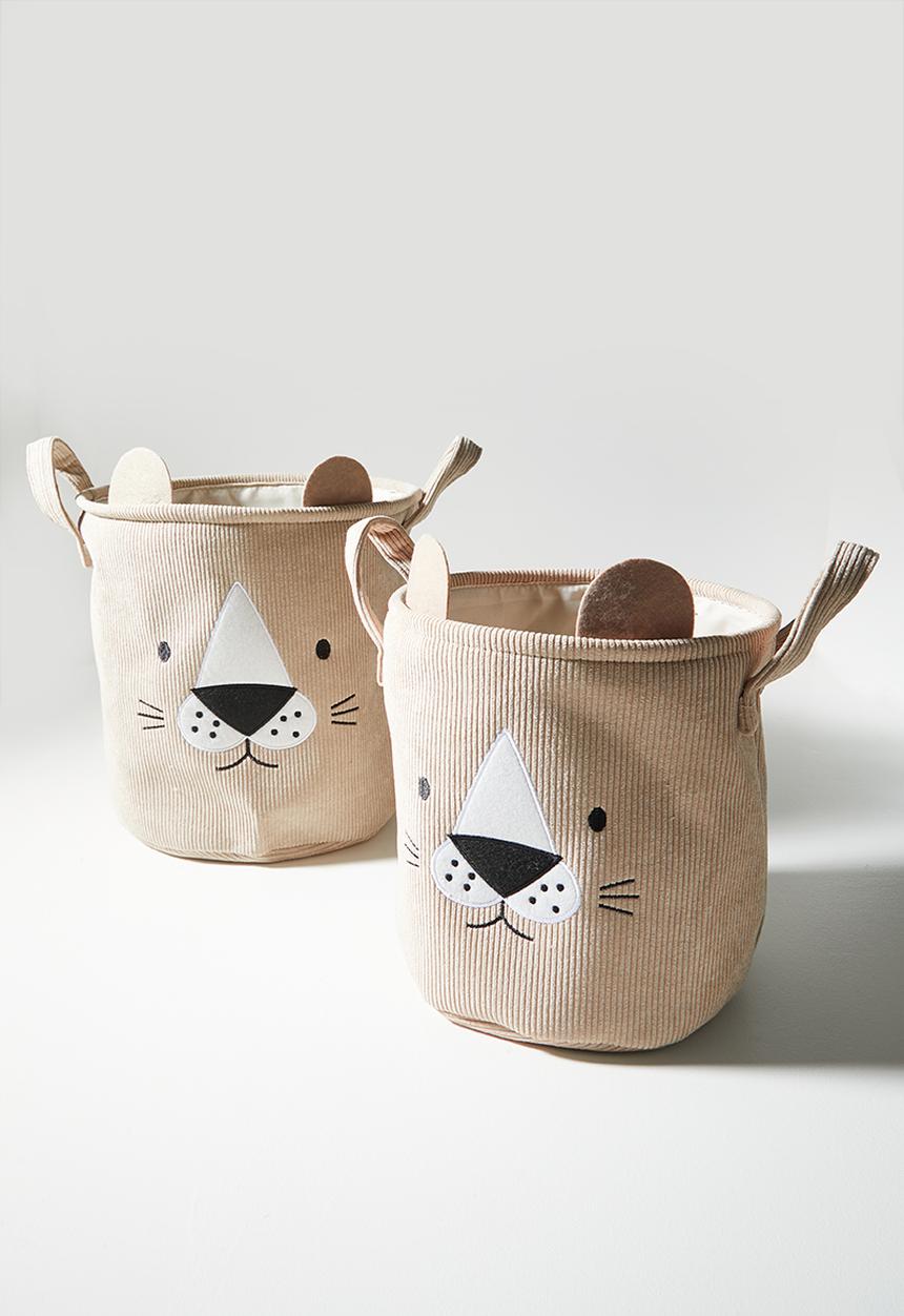 H&S - Lion storage basket set of 2 - Natural