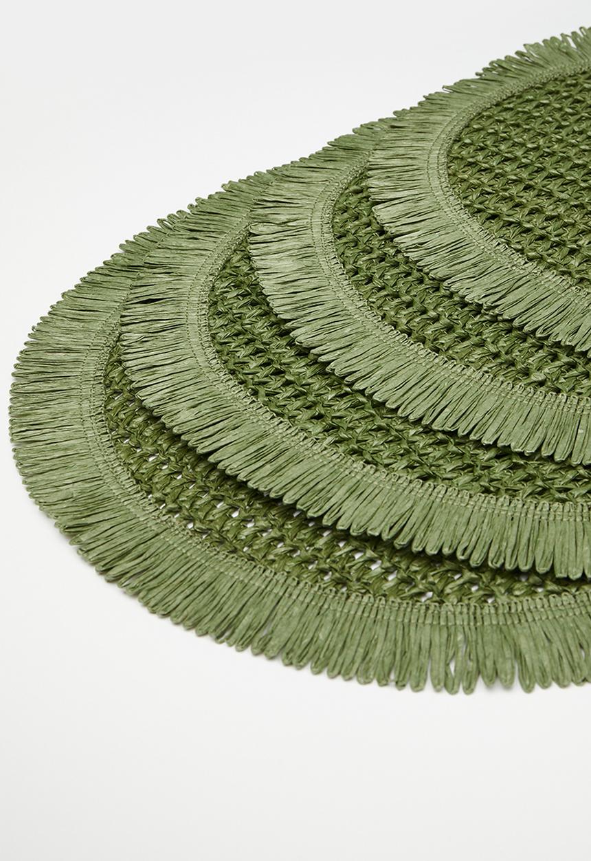 Excellent Houseware - Frilo placemat set of 4 - Olive