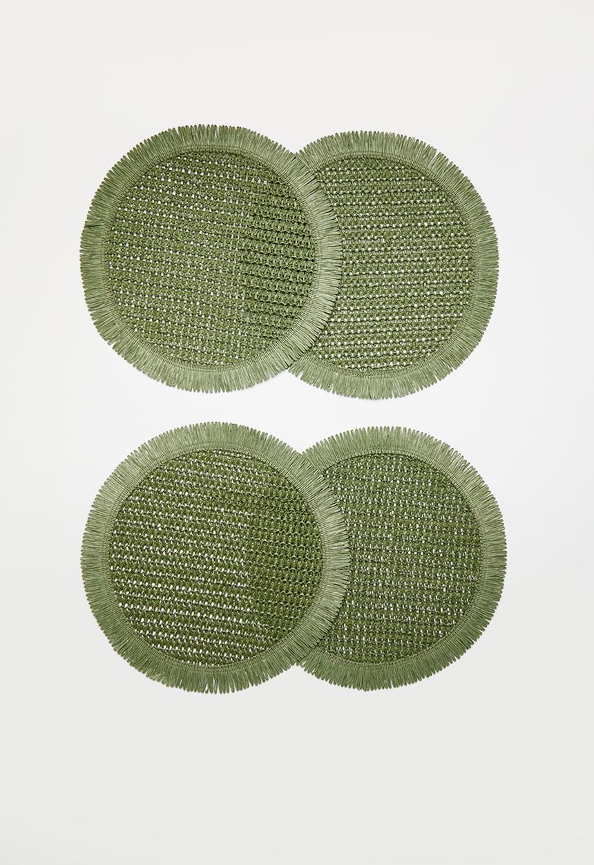 Excellent Houseware - Frilo placemat set of 4 - Olive