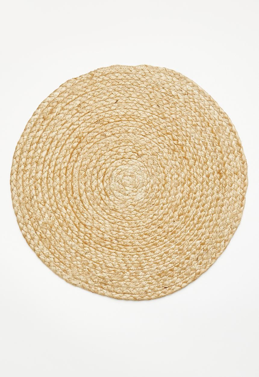 Excellent Houseware - Round Jute placemat set of 4 - Natural