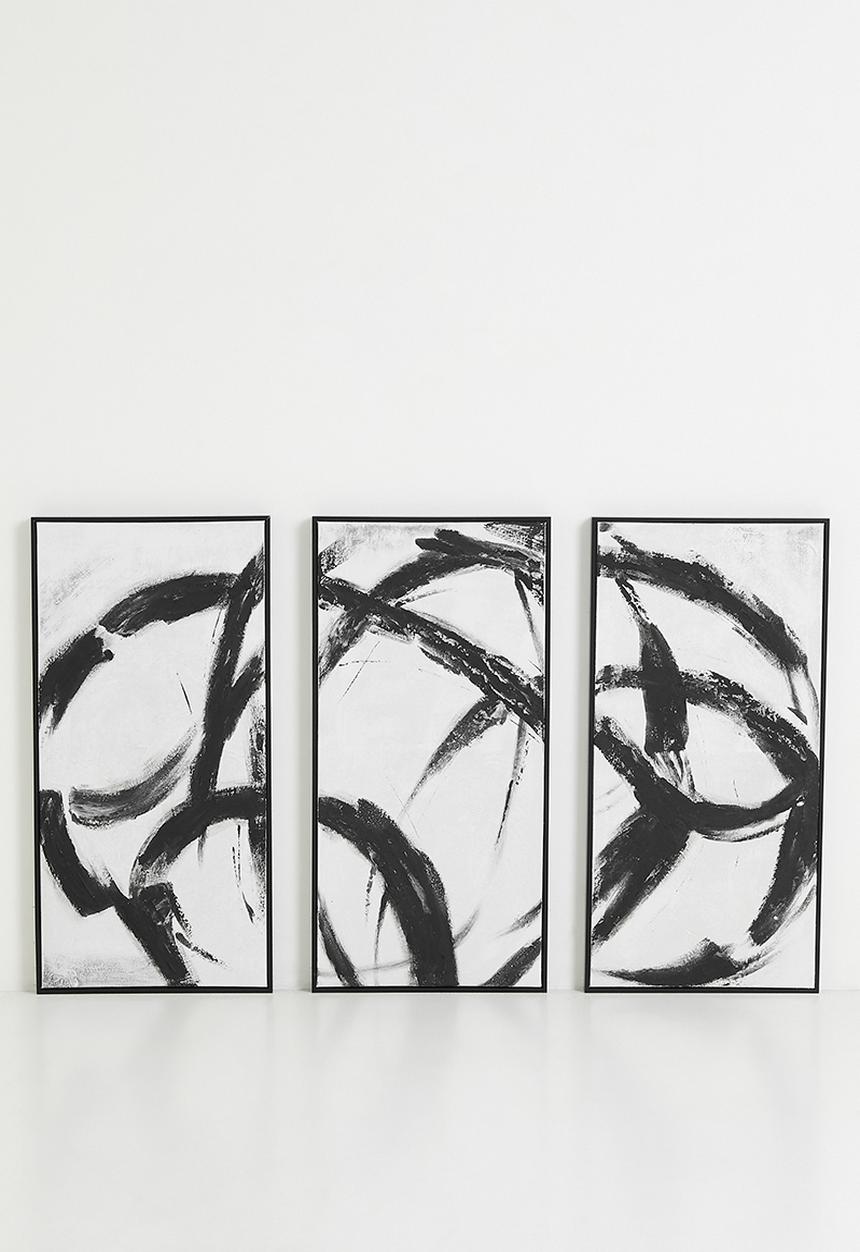 Sixth Floor - Tribus Framed Wall Art Set of 3 - Black