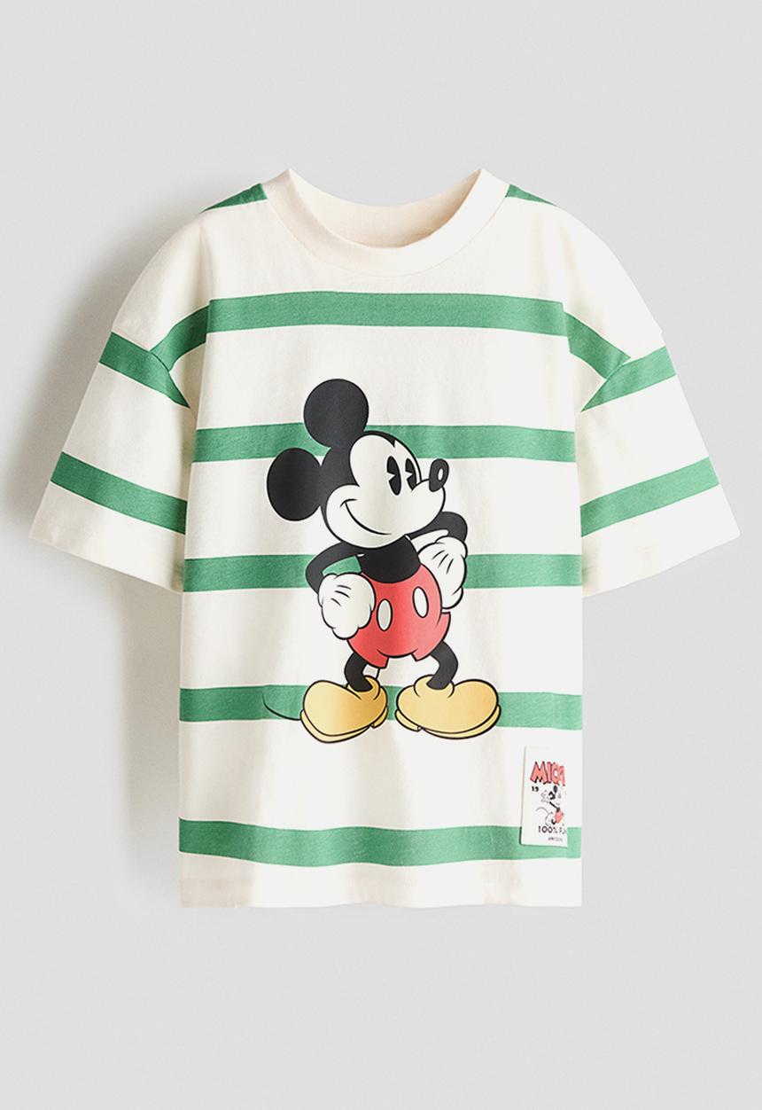 H&M - Oversized printed T-shirt - cream/mickey mouse
