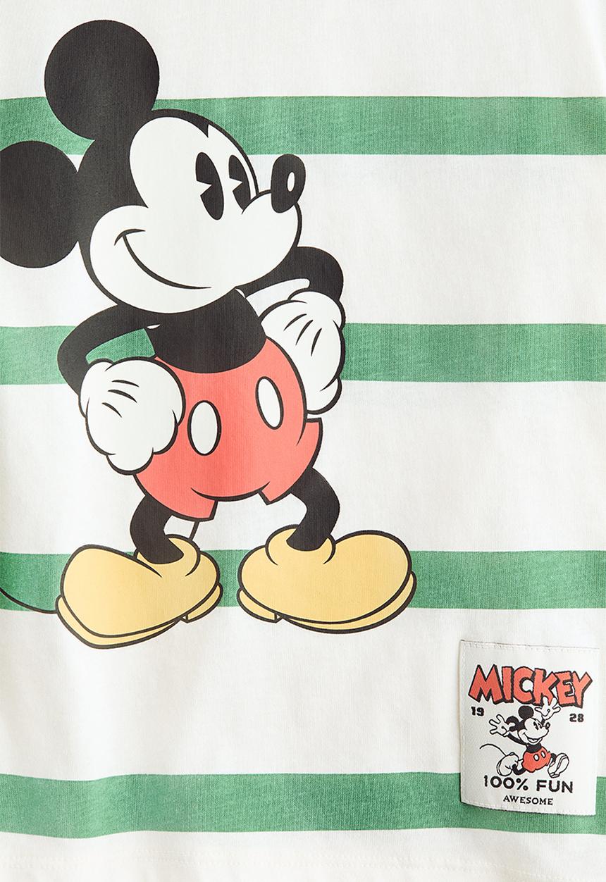 H&M - Oversized printed T-shirt - cream/mickey mouse