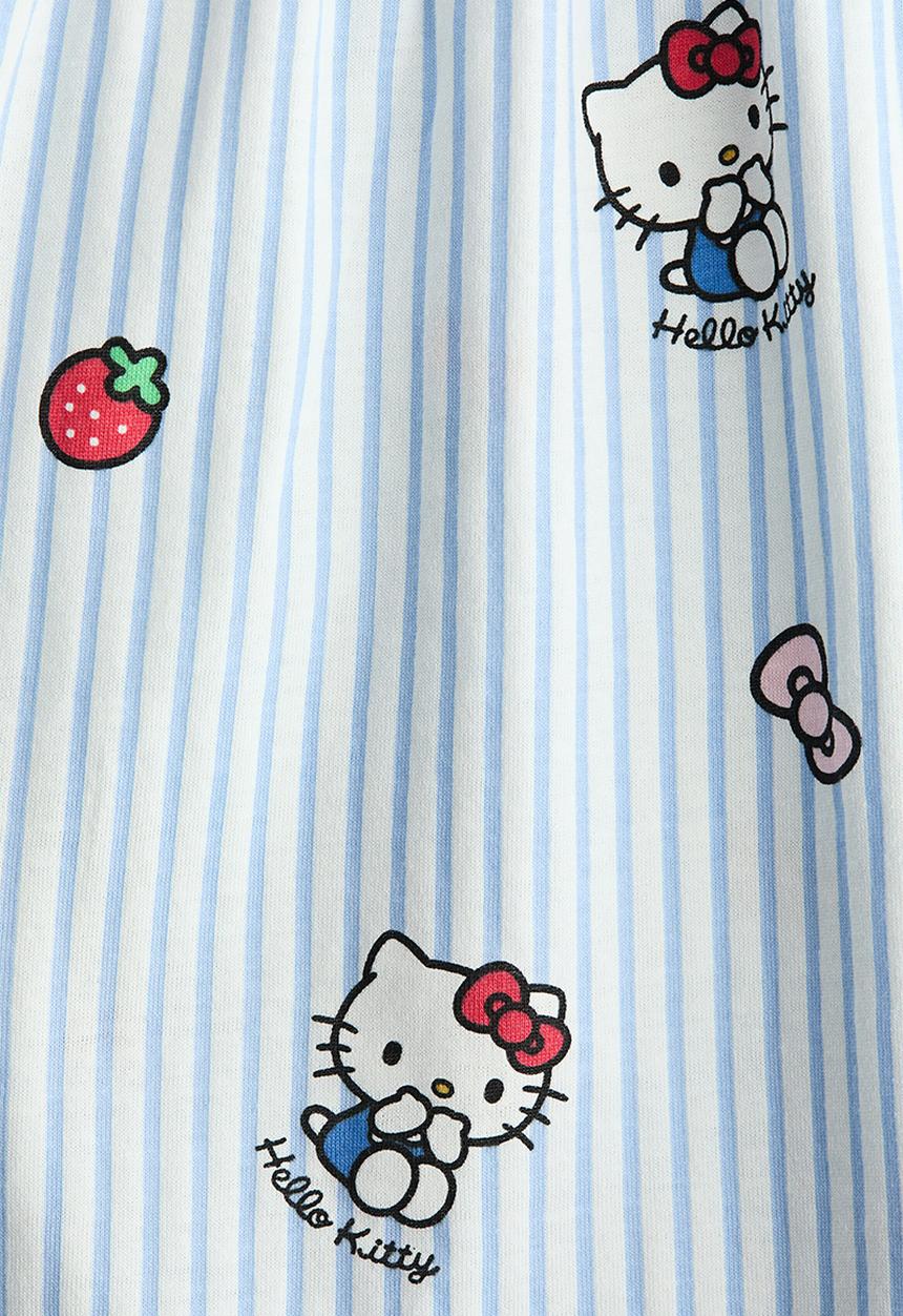 H&M - Printed cotton dress - light blue/hello kitty